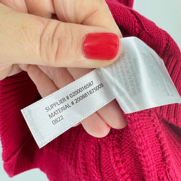 Lauren Ralph Lauren Red Cable Knit Sweater Gold Crest Logo Patch Size Large - Picture 7 of 8